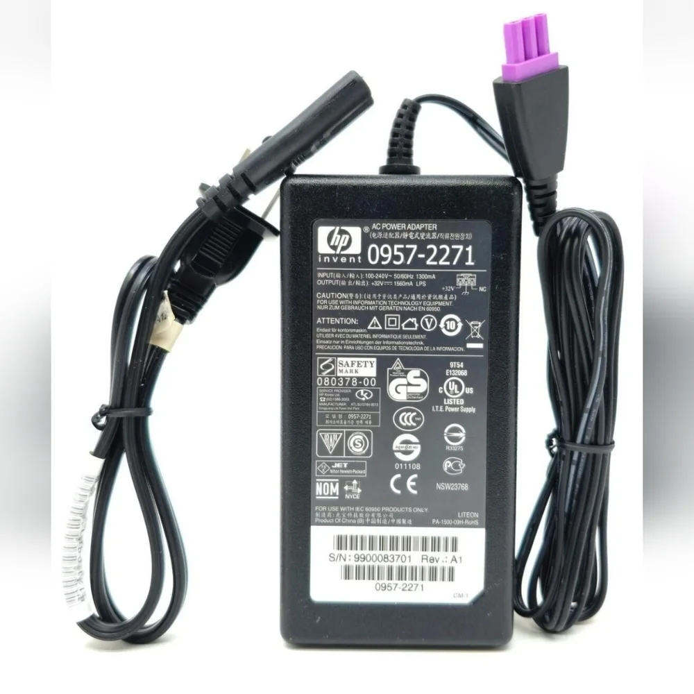 HP Black Power Adapter with Purple Connector